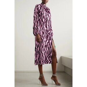 RHODE Fay Printed Crepe Midi Dress • Zebra Print